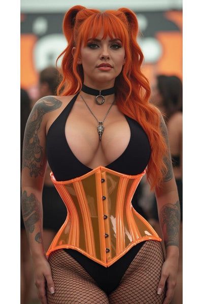 Lavish Orange Clear Curvy Underbust Waist Cincher Corset - Daisy Corsets