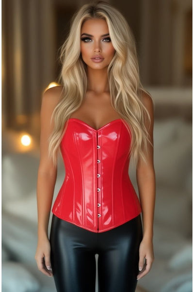 Lavish Red Patent Overbust Corset - Daisy Corsets