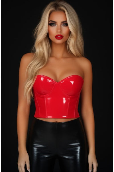 Lavish Red Patent PVC Underwire Bustier - Daisy Corsets