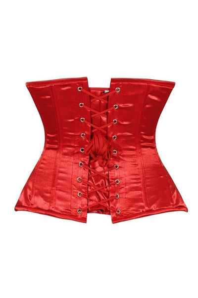 Lavish Red Satin Underbust Corset Waist Cincher Busk Closure - Daisy Corsets