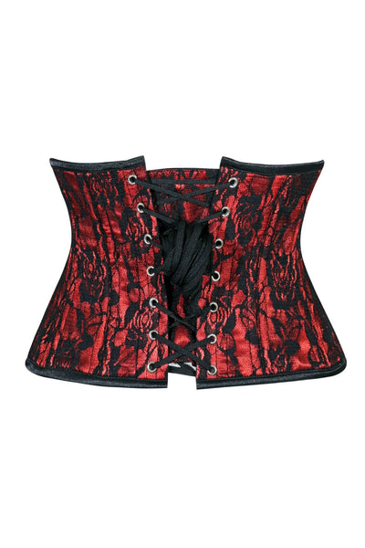 Lavish Red/Black Lace Mini Cincher Underbust Corset Waist Cincher Busk Closure - Daisy Corsets