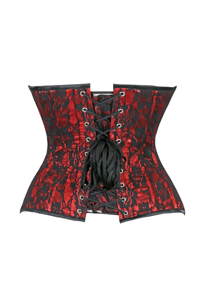 Lavish Red/Black Lace Underbust Corset Waist Cincher Busk Closure - Daisy Corsets