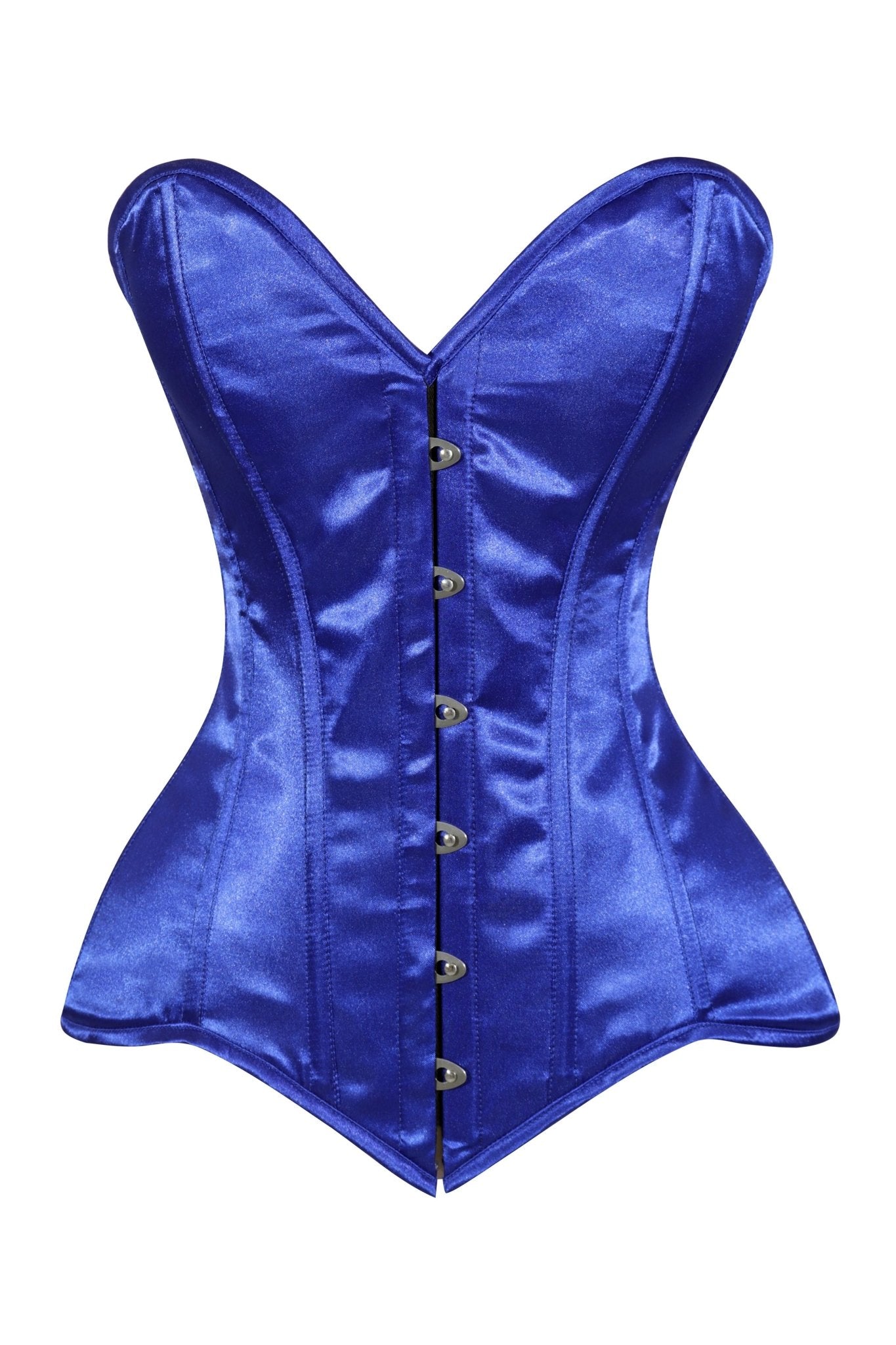 Lavish Royal Blue Overbust Corset Sweetheart Neckline Busk Closure - Daisy Corsets