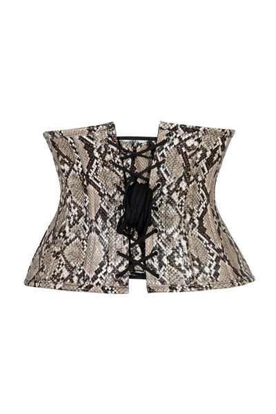 Lavish Snake Skin Print Mini Cincher Underbust Corset Waist Cincher Busk Closure - Daisy Corsets