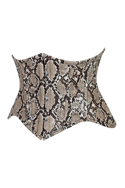 Lavish Snake Skin Print Mini Cincher Underbust Corset Waist Cincher Busk Closure - Daisy Corsets