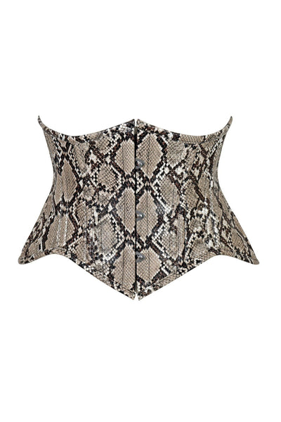 Lavish Snake Skin Print Mini Cincher Underbust Corset Waist Cincher Busk Closure - Daisy Corsets