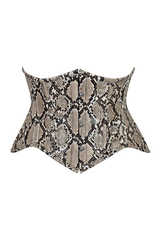 Lavish Snake Skin Print Mini Cincher Underbust Corset Waist Cincher Busk Closure - Daisy Corsets