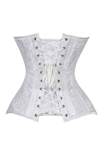 Lavish White Lace Overbust Corset Sweetheart Neckline Busk Closure - Daisy Corsets