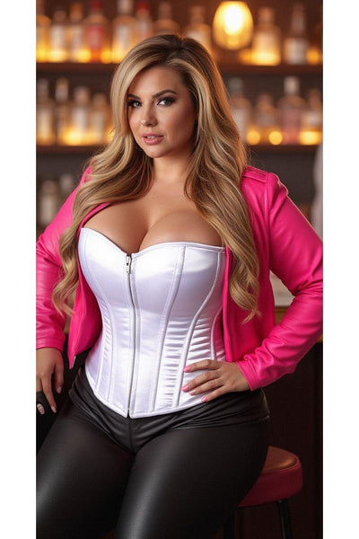 Lavish White Sweetheart Front Zipper Corset - Daisy Corsets