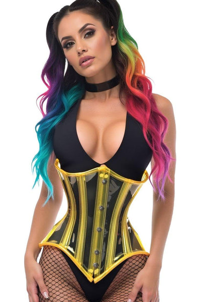 Lavish Yellow Clear Curvy Underbust Waist Cincher Corset - Daisy Corsets
