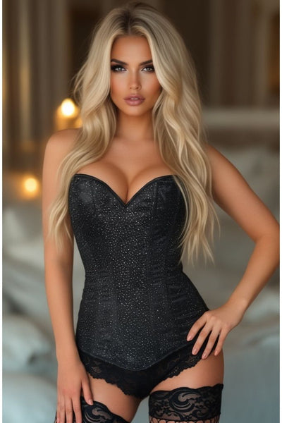 LIMITED EDITION Lavish Black Glitter Side Zipper Corset - Daisy Corsets