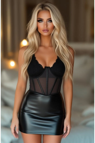 LIMITED EDITION Lavish Black Mesh Open Cup Waist Cincher - Daisy Corsets
