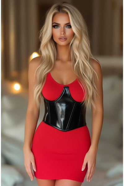 LIMITED EDITION Lavish Black Patent Open Cup Underwire Waist Cincher - Daisy Corsets