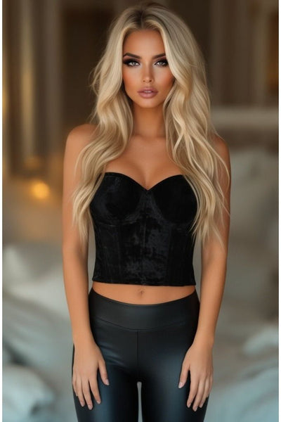 LIMITED EDITION Lavish Black Velvet Underwire Bustier - Daisy Corsets