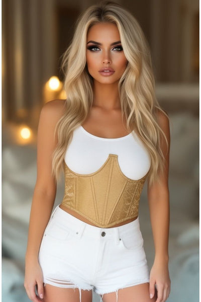 LIMITED EDITION Lavish Gold Brocade Open Cup Waist Cincher - Daisy Corsets