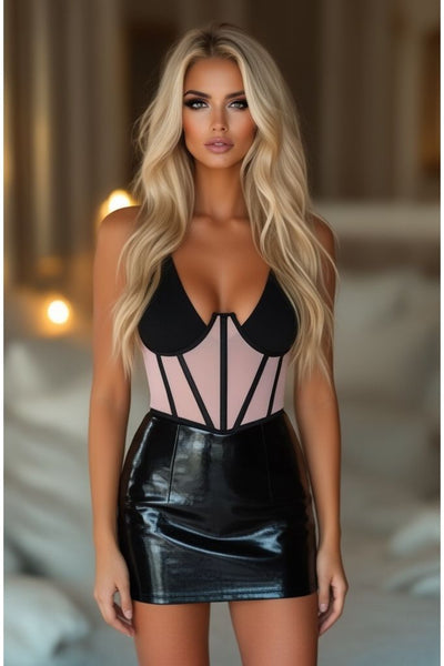 LIMITED EDITION Lavish Lt Pink Mesh Open Cup Waist Cincher - Daisy Corsets