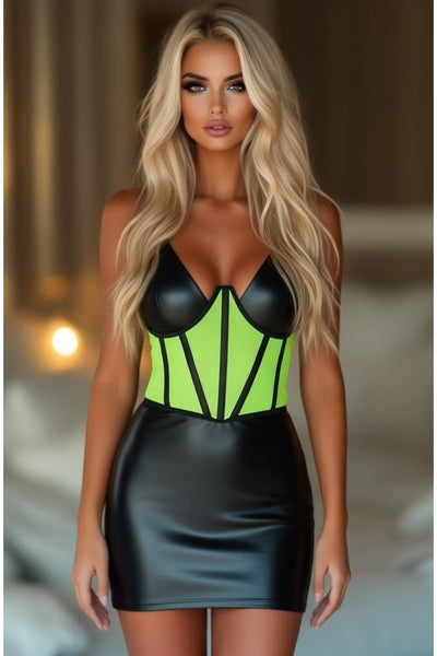 LIMITED EDITION Lavish Neon Green Mesh Open Cup Waist Cincher - Daisy Corsets