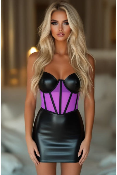 LIMITED EDITION Lavish Neon Purple Mesh Open Cup Waist Cincher - Daisy Corsets