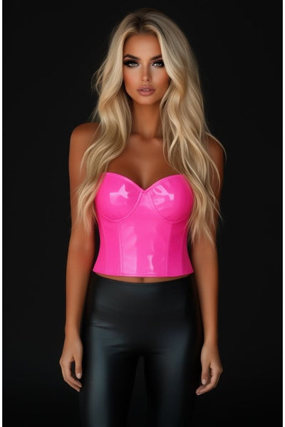 LIMITED EDITION Lavish Pink Patent PVC Underwire Bustier - Daisy Corsets