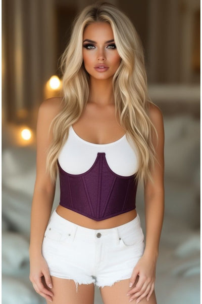 LIMITED EDITION Lavish Plum Brocade Open Cup Waist Cincher - Daisy Corsets