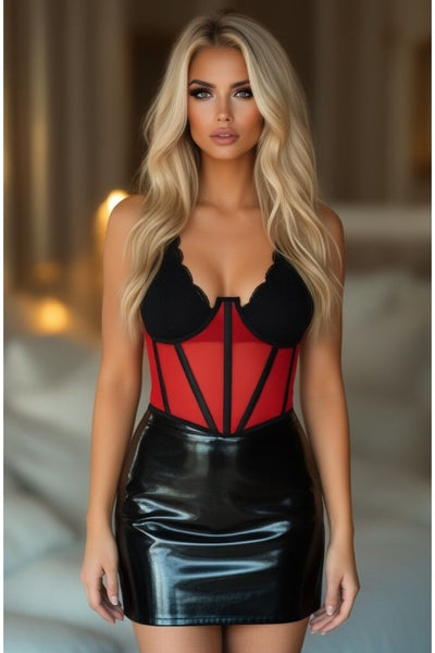 LIMITED EDITION Lavish Red Mesh Open Cup Waist Cincher - Daisy Corsets