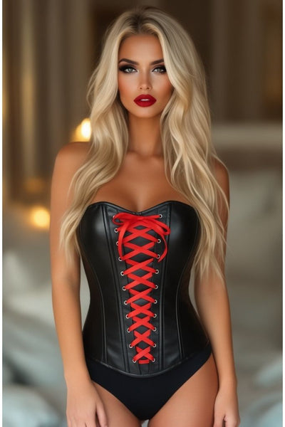 LIMITED EDITION Lavish Wet Look Faux Leather Lace-Up Over Bust Corset - Daisy Corsets