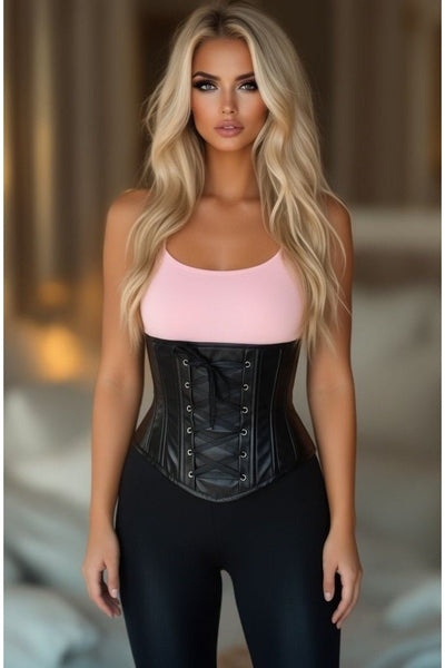 LIMITED EDITION Lavish Wet Look Faux Leather Lace-Up Under Bust Corset - Daisy Corsets
