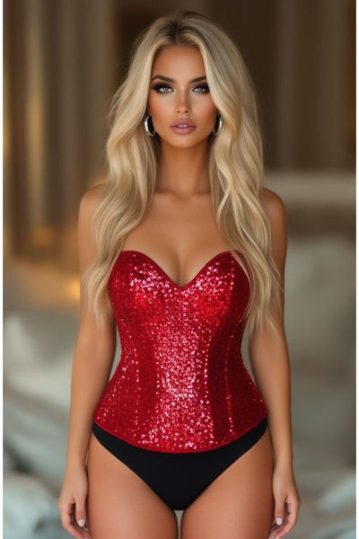 LIMITED EDITION Top Drawer Red Sequin Steel Boned Corset - Daisy Corsets