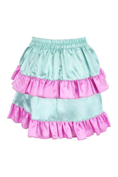 Mint/Pink Satin Ruched Bustle Skirt - Daisy Corsets