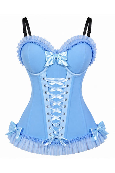 PRE-ORDER Lavish Light Blue Lace-Up Bustier Corset with Underwire Cups - Daisy Corsets