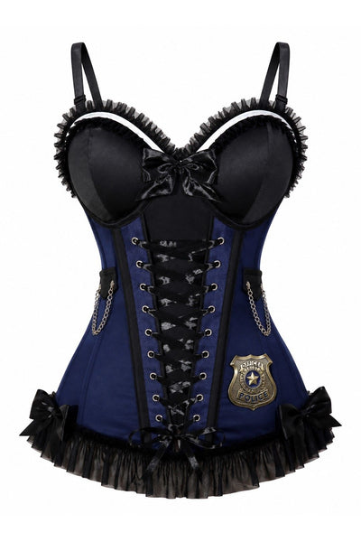 PRE-ORDER Lavish Navy/Black Bustier Corset with Underwire Cups - Daisy Corsets