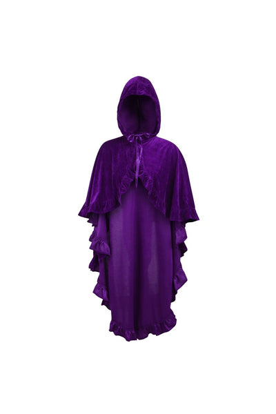 Purple Velvet Hooded Ruffle Cape - Daisy Corsets