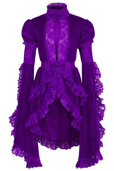 Purple Velvet & Lace Ruffled Jacket - Daisy Corsets