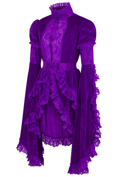 Purple Velvet & Lace Ruffled Jacket - Daisy Corsets
