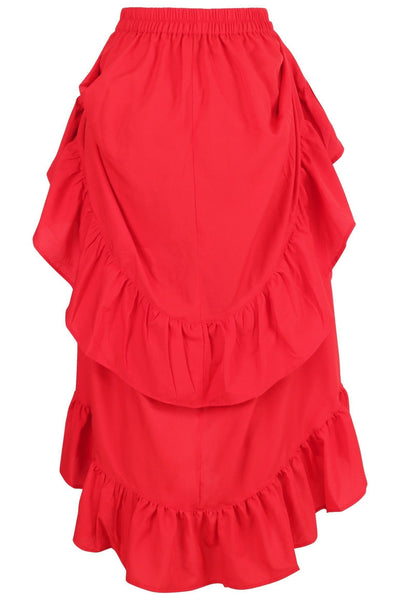 Red Crepe Adjustable High Low Skirt - Daisy Corsets