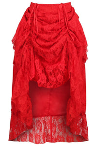 Red Lace Adjustable High Low Bustle Skirt - Daisy Corsets