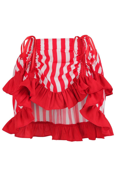 Red/White Striped Ruched Bustle Skirt - Daisy Corsets