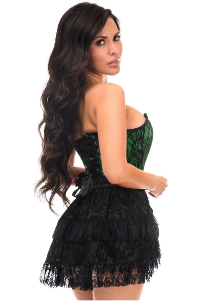 Top Drawer 2 PC Green Lace Steel Boned Corset & Skirt Set - Daisy Corsets