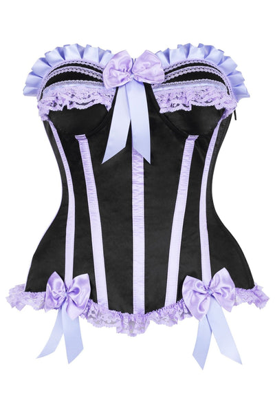 Top Drawer 2 PC Purple/Black Burlesque Steel Boned Corset & Bloomer Set - Daisy Corsets