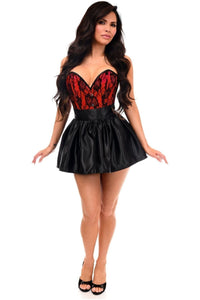Top Drawer 2 PC Red Lace Steel Boned Corset & Satin Skirt Set - Daisy Corsets