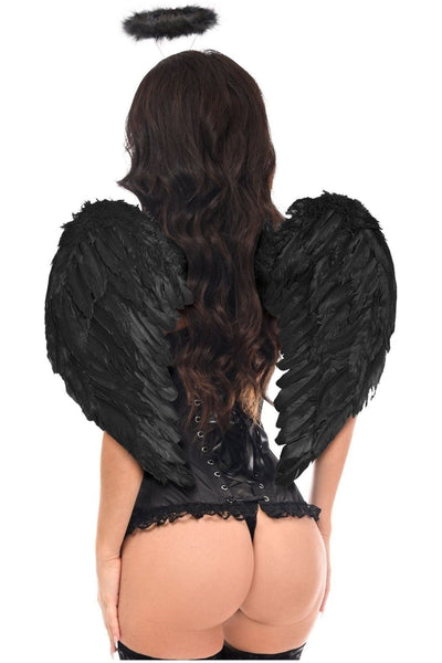 Top Drawer 3 PC Black Burlesque Dark Angel Corset Costume - Daisy Corsets