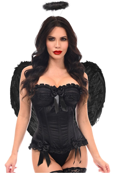 Top Drawer 3 PC Black Burlesque Dark Angel Corset Costume - Daisy Corsets
