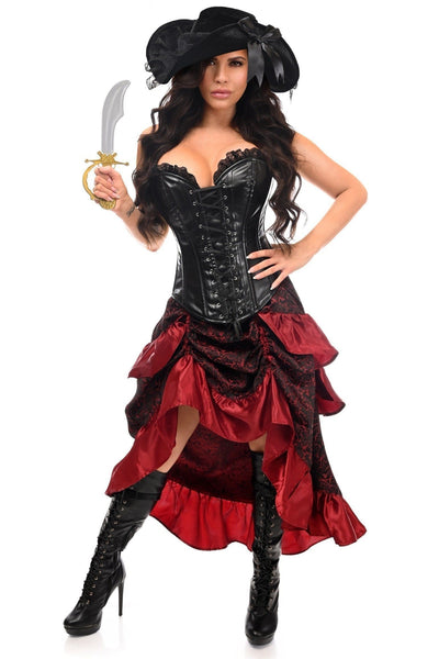 Top Drawer 4 PC Black/Red Premium Pirate Corset Costume - Daisy Corsets