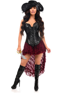 Top Drawer 4 PC Black/Wine Lace Premium Pirate Corset Costume - Daisy Corsets