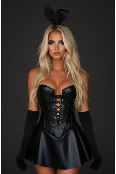 Top Drawer 4 PC Faux Leather Bunny Corset Dress Costume - Daisy Corsets