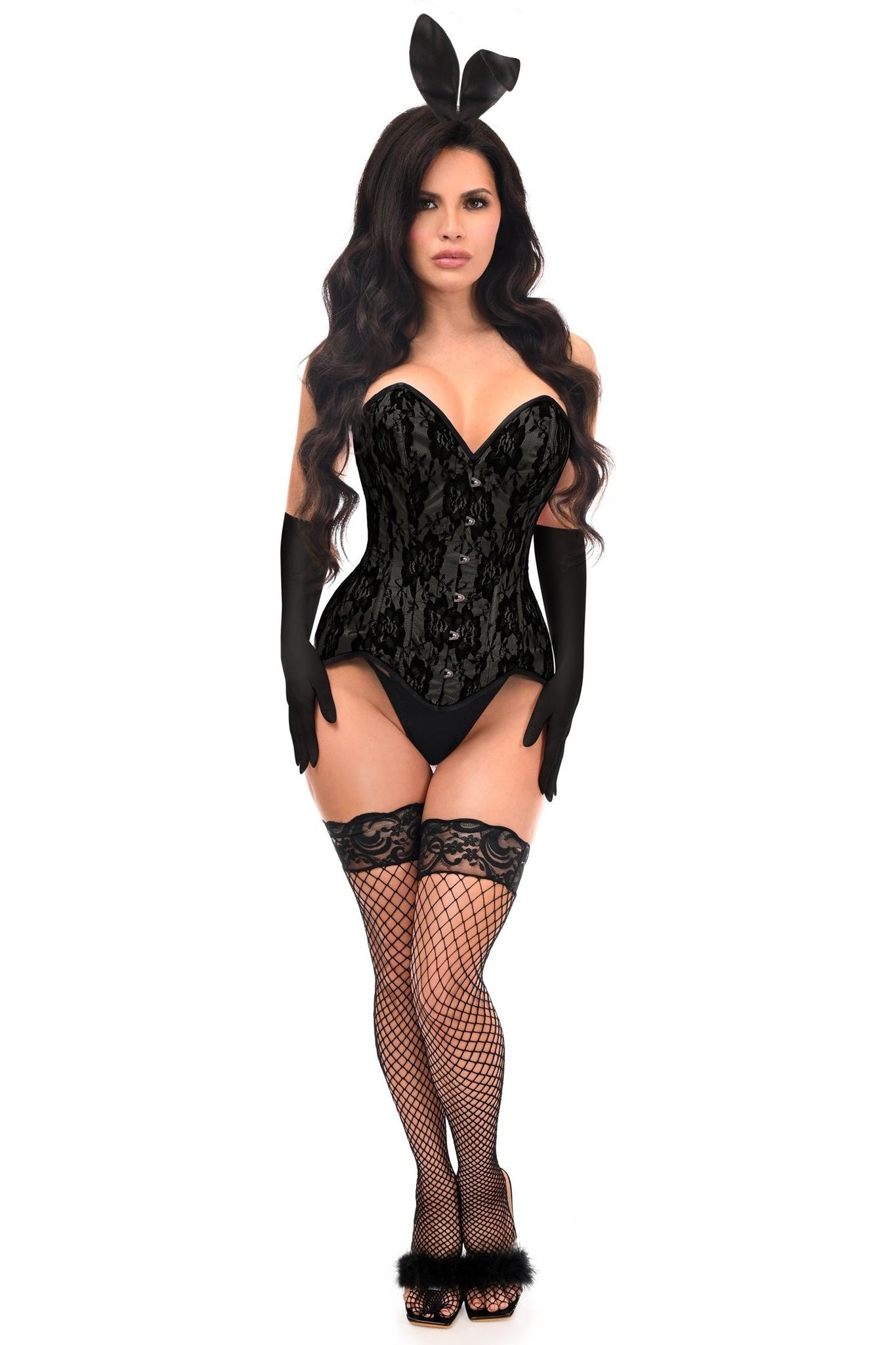 Top Drawer 4 PC Premium Black Bunny Corset Costume - Daisy Corsets