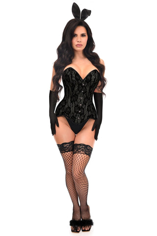 Top Drawer 4 PC Premium Black Bunny Corset Costume - Daisy Corsets