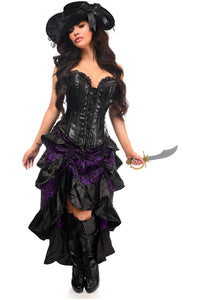 Top Drawer 4 PC Purple/Black Premium Pirate Corset Costume - Daisy Corsets