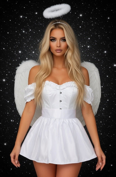 Top Drawer 4 PC Satin Angel Corset Costume - Daisy Corsets