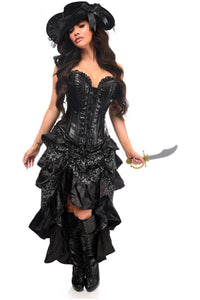 Top Drawer 4 PC Silver/Black Premium Pirate Corset Costume - Daisy Corsets